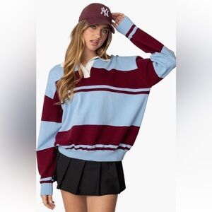 NWT Edikted Kian Stripe Rugby Sweater